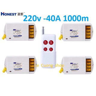 Bộ công tắc điều khiển từ xa công suất lớn 4 kênh độc lập (4 thiết bị )Honest 220v 40A