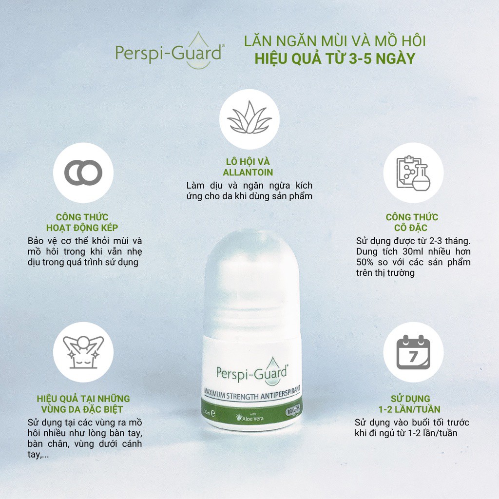 [Mã COSCOCOT3 -8% đơn 250K] Lăn ngăn mồ hôi hiệu quả tối đa Perspi-Guard Maximum Strength Antiperspirant Roll On 30ml