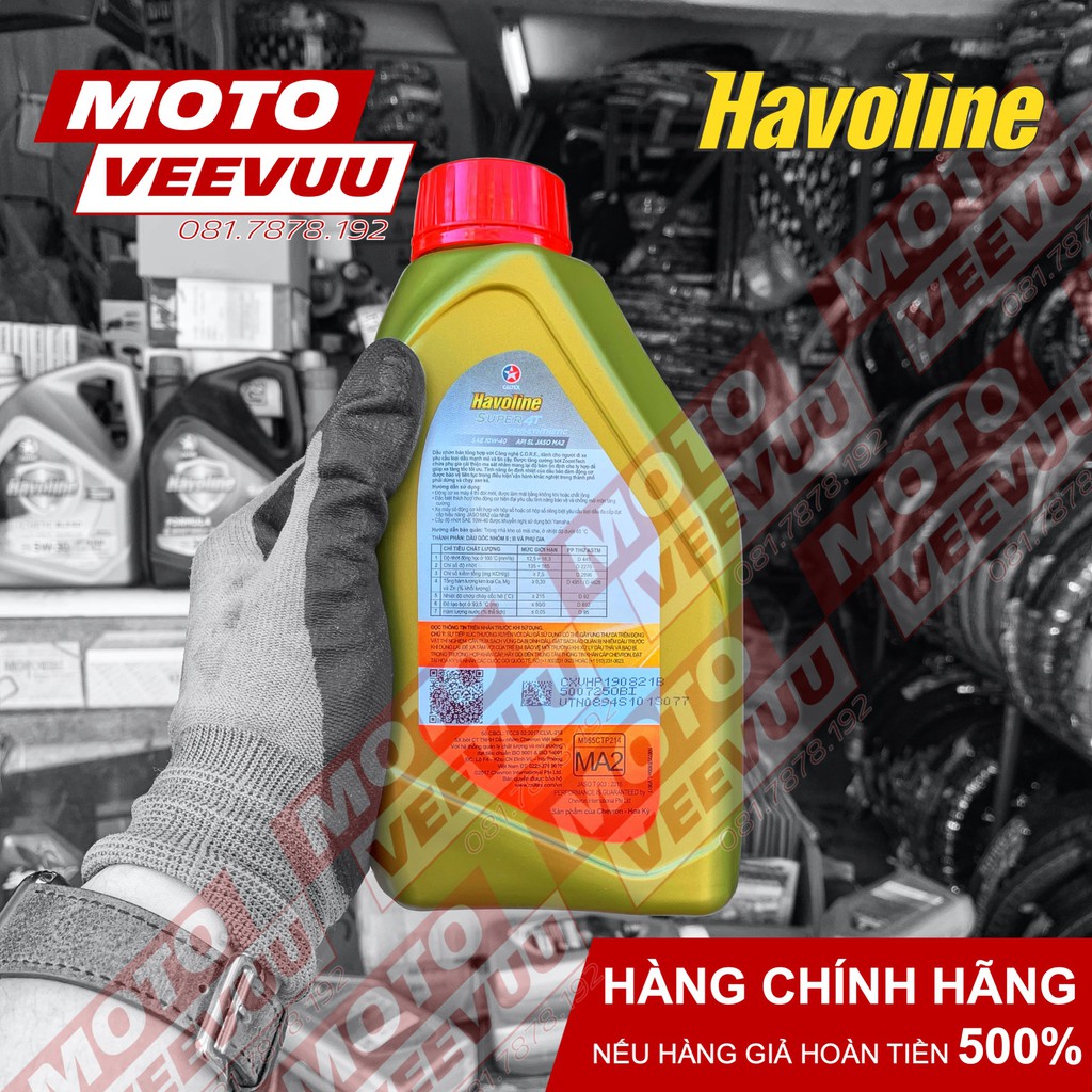 Dầu nhớt xe số Caltex Havoline Super 4T Semi 10W40 1 Lít &amp; 800ml