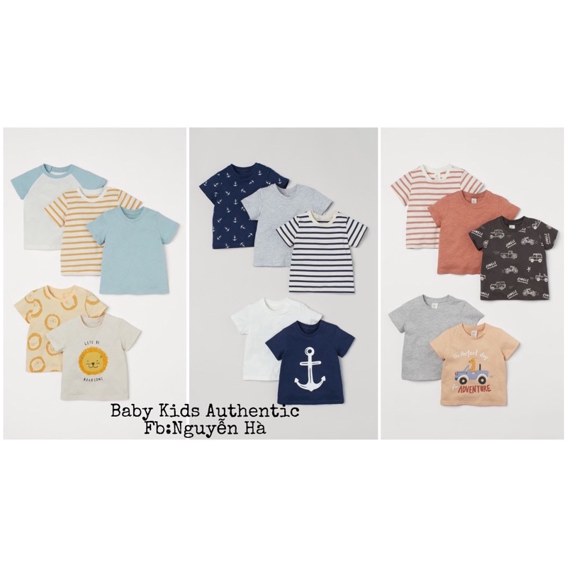Set 5 áo cộc tay cotton bé trai 6-9m 9-12m 12-18m 18-24m 2-3y 3-4y