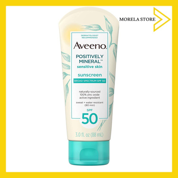 Kem chống nắng không nhờn, chống trôi Aveeno Positively Mineral Sensitive Skin Daily Sunscreen Lotion with SPF 50
