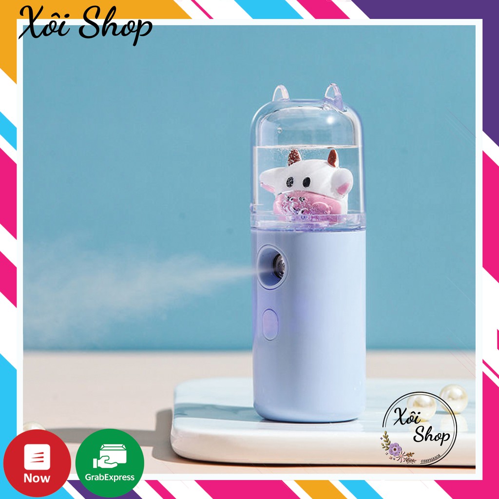 Máy phun sương, Máy phun sương tạo ẩm NANO MINI cầm tay làm mát cấp tốc - Phiên bản Bò Sữa độc đáo