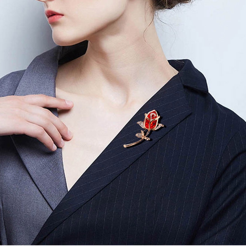 Trâm cài áo hình hoa hồng kiểu dáng sang trọng thanh lịch