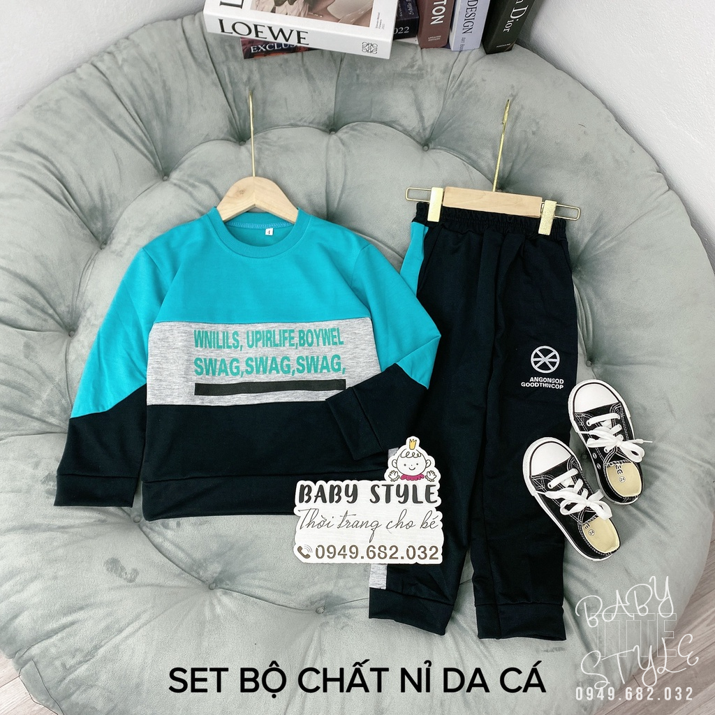 Bộ quần áo thu đông cho bé trai  &quot;SWAG&quot; 14-45kg, đồ bộ dài tay cho bé 4-14 tuổi. Hàng may kỹ. Thoải mái. B50