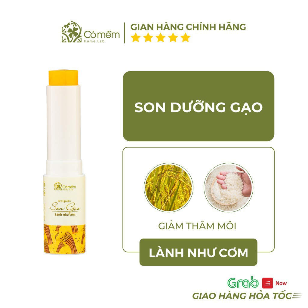 Son Dưỡng Môi Gạo Cỏ Mềm Chống Thâm Môi Dưỡng Không Màu Giảm Khô Nẻ Mùa Hanh Khô An Toàn Cho Cả Trẻ Sơ Sinh 3,6g