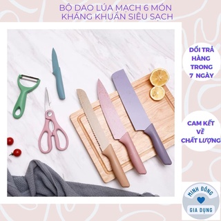 Bộ dao nhà bếp lúa mạch 6 món kháng khuẩn sắc bén