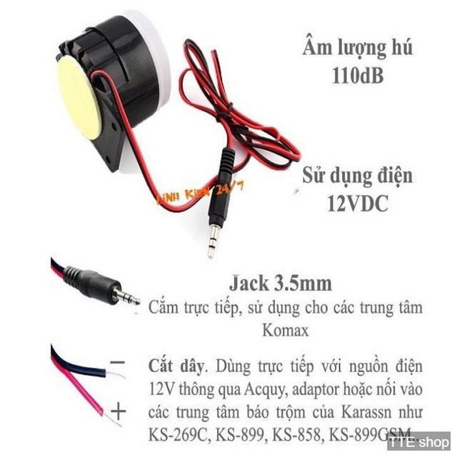[ TTE01-Alarm] Còi báo động kêu to 110dB - Loa báo động 12VDC