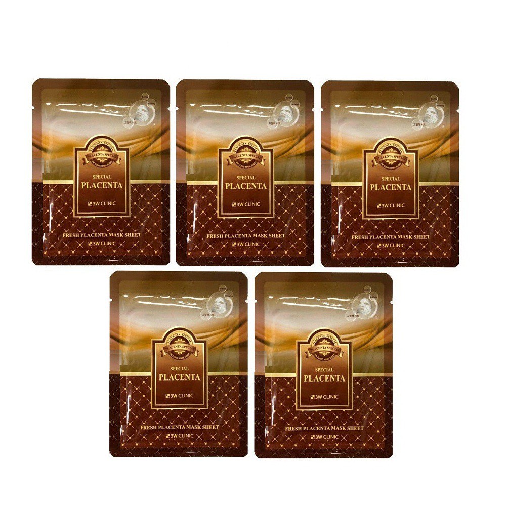 Combo 5 Mặt nạ nhau thai cừu 3W CLINIC FRESH PLACENTA MASK SHEET 23g x 5