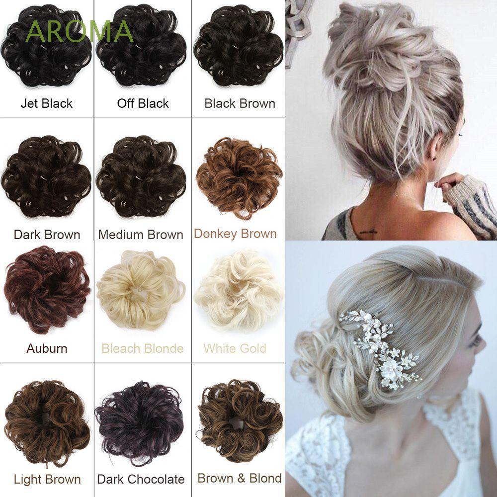 Dây Cột Tóc Co Giãn Hình Bánh Donut Bằng Lụa Nhiều Màu Thời Trang