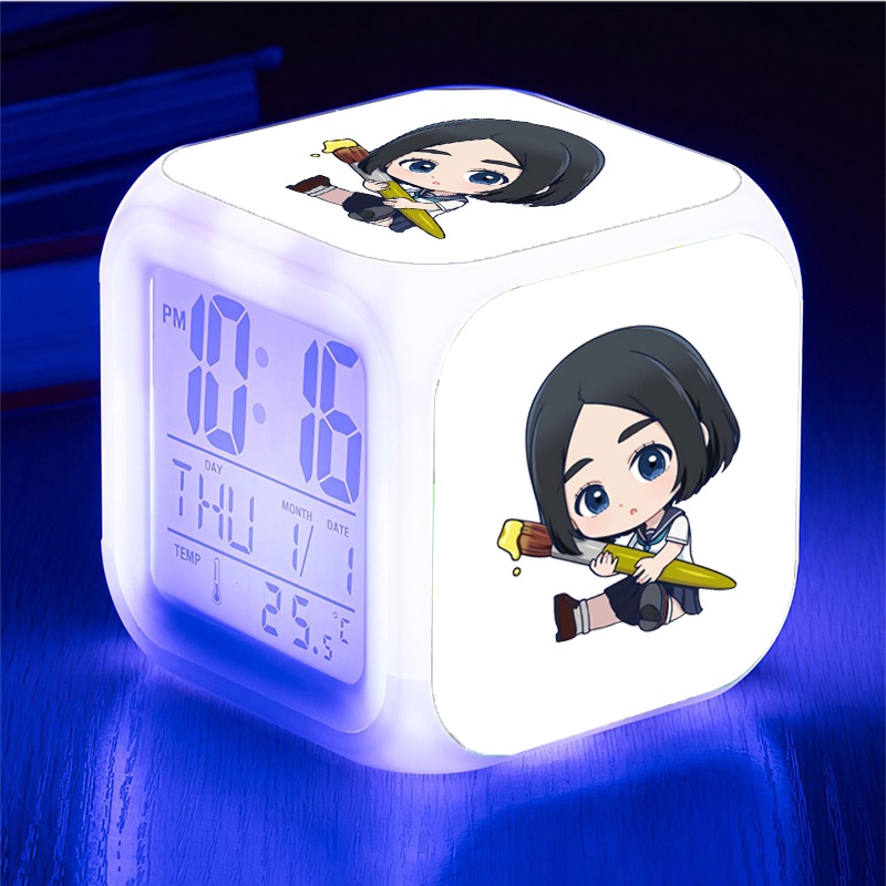 Đồng hồ báo thức để bàn in hình BLUE PERIOD anime chibi LED đổi màu
