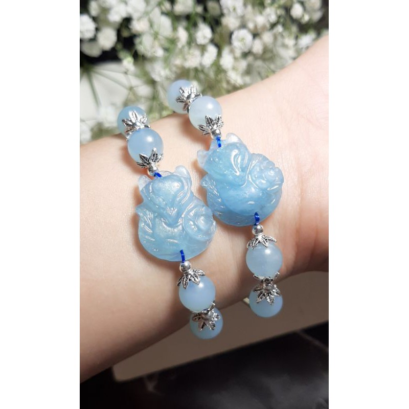 VÒNG TAY HỒ LY XANH DƯƠNG BẠC TA MỆNH THỦY-MỘC