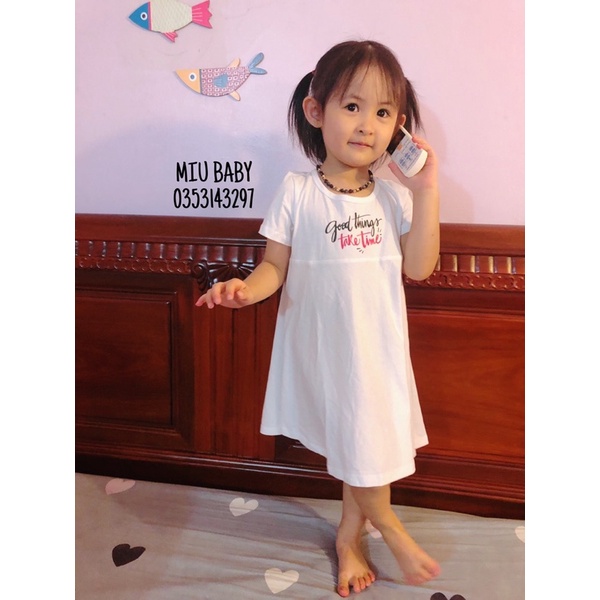 Váy cotton Genkids 2 màu cho bé gái