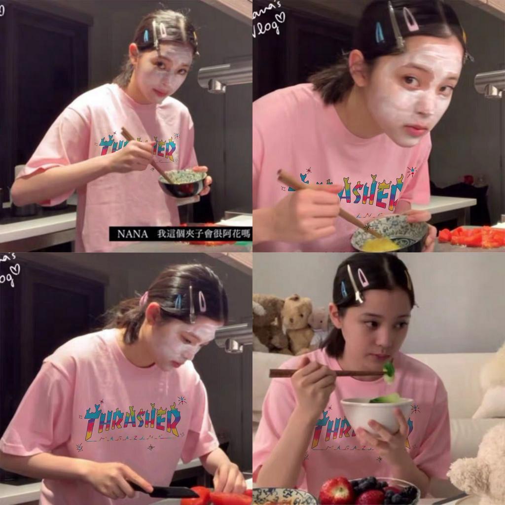 Áo Phông Nữ New Pink T-shirt Short Sleeve Student Korean Loose Letter Printed T-shirt