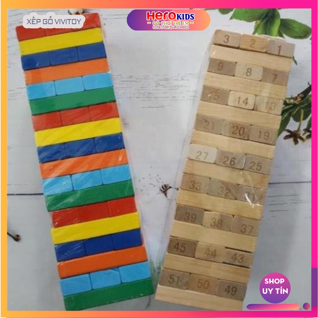 Bộ Rút Gỗ Cao Cấp Vivitoy Size Đại, Nặng 1Kg, Đồ Chơi Trẻ Em
