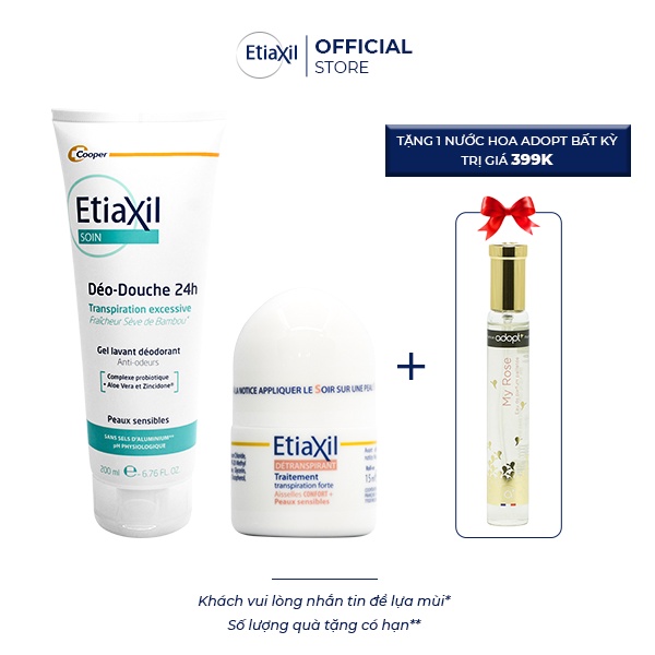 [TẶNG 1 NƯỚC HOA] Combo Gel Tắm 200ml và Lăn Khử Mùi Etiaxil 15ml