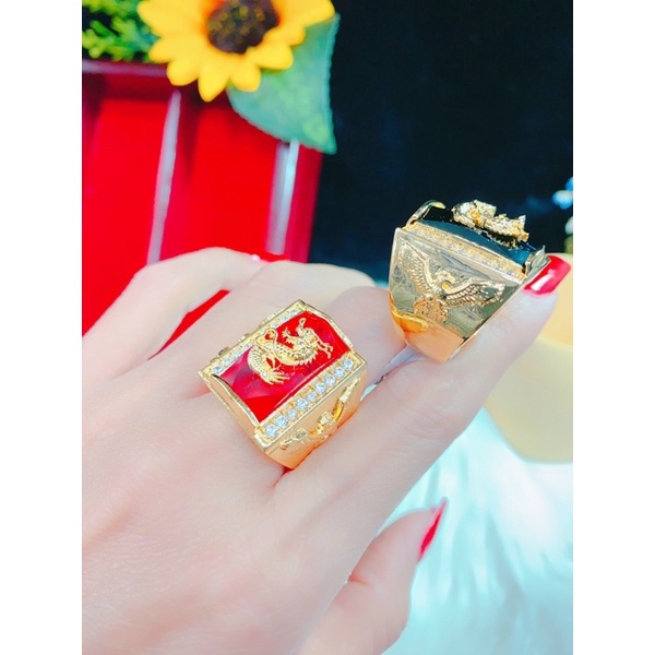 Nhẫn nam mặt rồng đính đá phong thủy dát vàng 18 cao cấp mẫu mới về