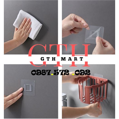 Kệ nhựa đựng giấy treo tường nhà tắm, nhà bếp dán tường chịu lực-GTH Mart