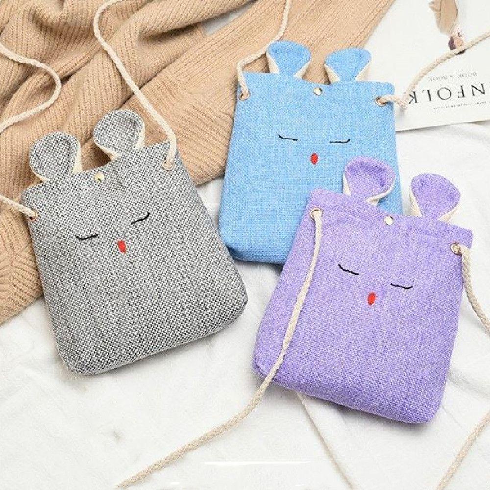UUMIR Túi Đựng Tiền Xu Chất Liệu Cotton Lanh Hoạ Tiết Thỏ Xinh Xắn