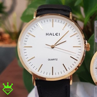 đồng hồ nữ chính hãng, 😍Freeship đơn 150K🎁 [SALE_TẾT] Đồng Hồ Nam nữ Dây Đen Da mặt số vạch Chính Hãng Halei
