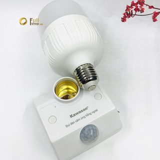 Combo đui đèn cảm ứng chuyển động (cảm ứng hồng ngoại) và đèn LED BULB trụ thân nhựa Kawasan
