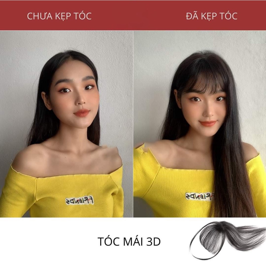 Tóc mái 3D mái thưa làm từ tóc thật tự nhiên