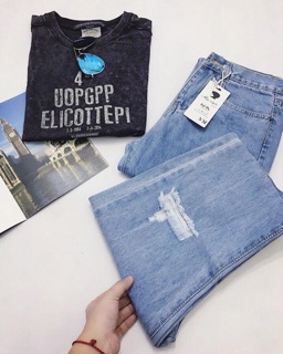 Quần jean baggy rách gối