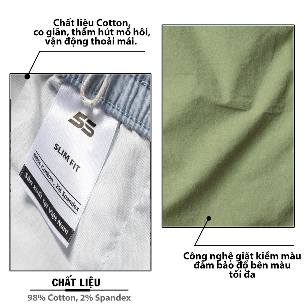 [MUA 2 GIẢM 30K] Quần Short Nam Kaki 5S (7 màu), Lưng Chun, Chất Liệu Kaki Cotton Bền Màu, Thấm Hút Cực Tốt (QSK21051)