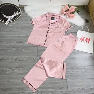 Bộ pyjama lụa tay cộc quần dài