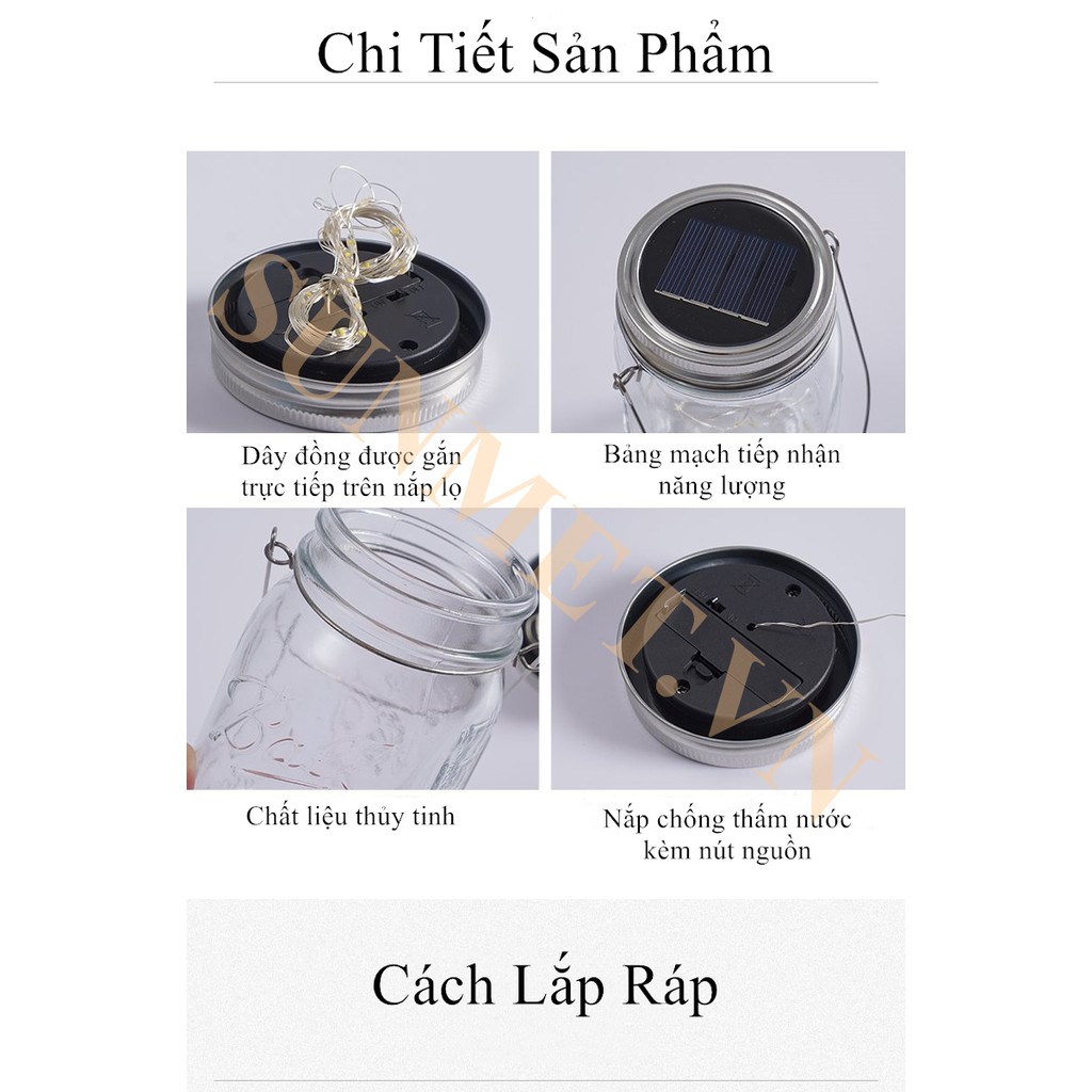 Đèn Led Lọ Ước Nguyện Thủy Tinh Năng Lượng Mặt Trời 13.5cm*12cm Thích Hợp Trang Trí noel, Quán Cà Phê