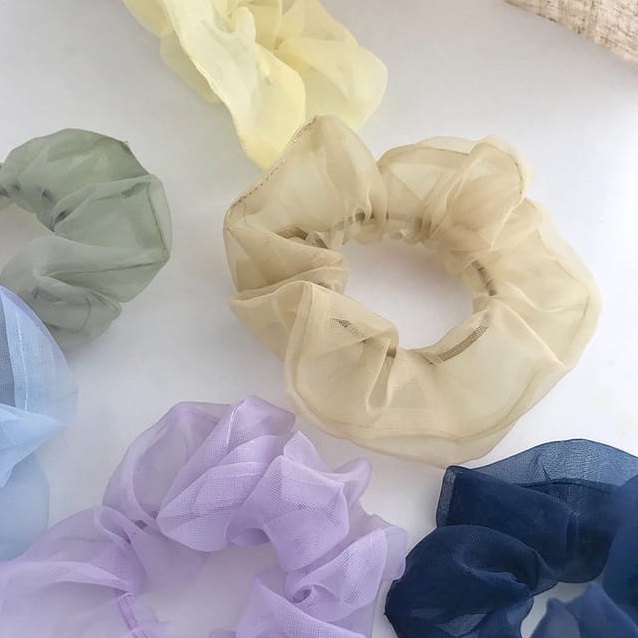 Buộc tóc nữ lưới màu trơn co giãn thời trang hàn quốc