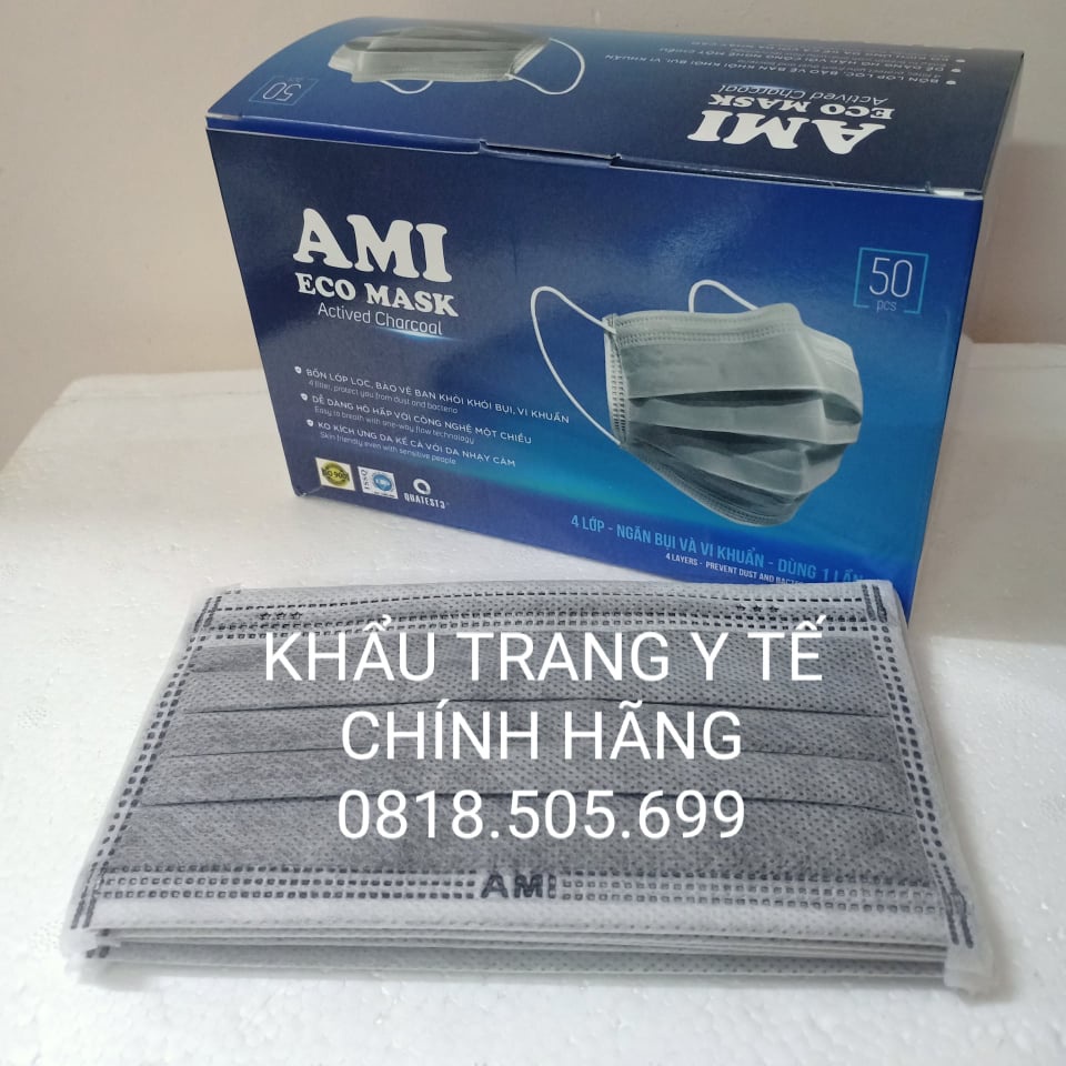 Hộp 50 cái Khẩu trang y tế 4 lớp kháng khuẩn AMI