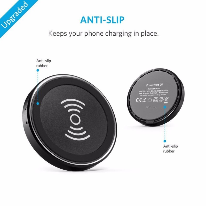 Sạc không dây ANKER PowerPort Qi 5w Wireless Charger kèm sạc tường 12w - B2511 - Hãng phân phối chính thức