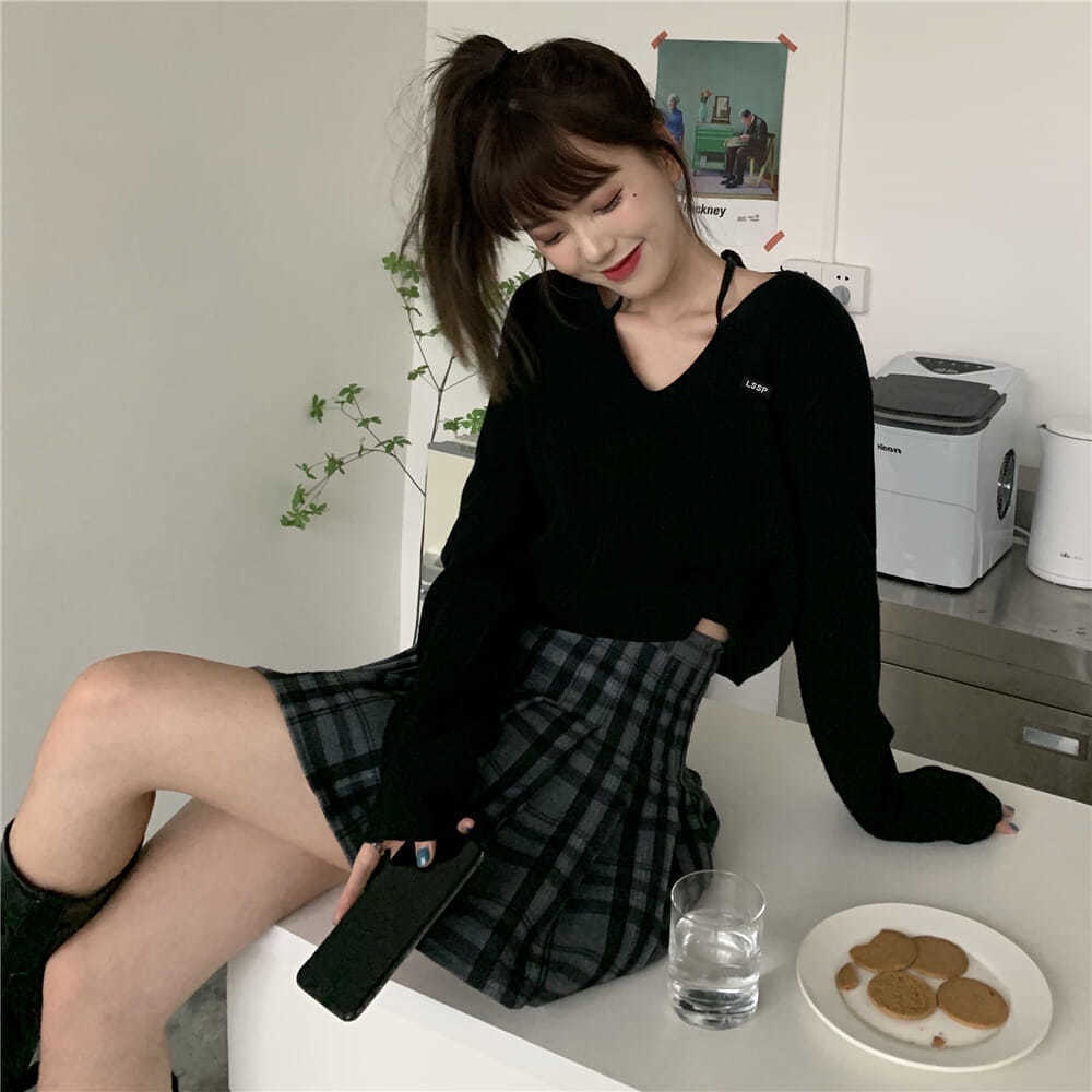 Jiashucheng Áo Len Tay Dài Cổ Chữ V Thắt Dây Phong Cách Hàn Quốc Thanh Lịch Dành Cho Nữ
