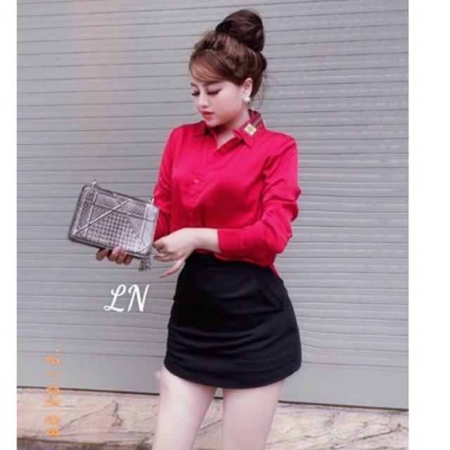 Áo sơ mi lụa tag gu cì - Áo sơ mi công sở
