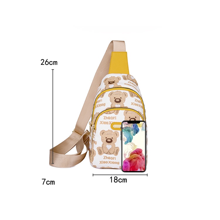 Túi Đeo Chéo Ngực Thiết Kế Hình Gấu Nhỏ Dễ Thương Giản Dị