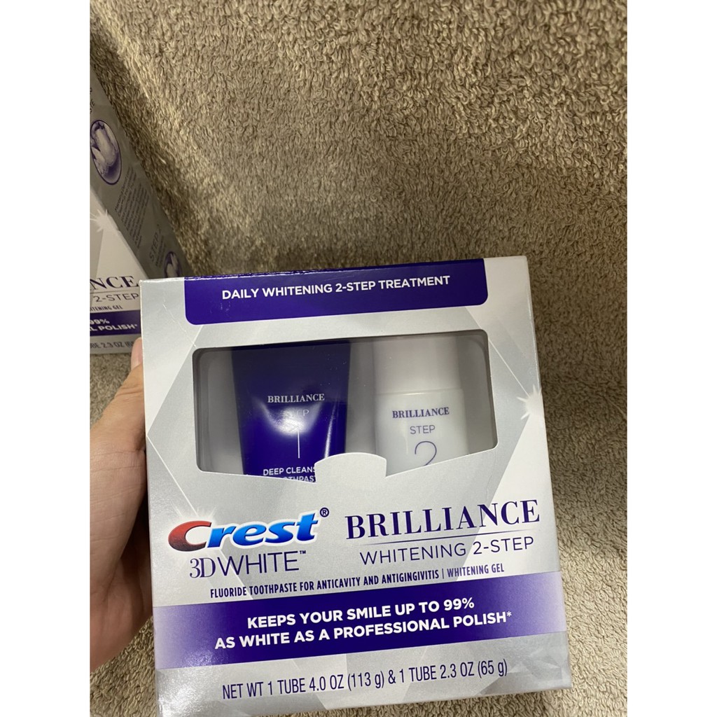 Bộ đôi kem đánh răng Crest 3D White Brilliance 2 Step Toothpaste