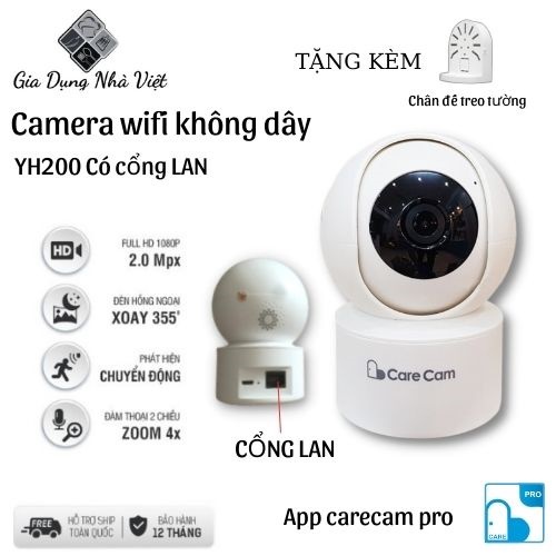 Camera wifi 360 độ 2.0 Mpx full HD1080, đàm thoại 2 chiều, xoay 360 độ, hồng ngoại ban đêm, cảnh báo
