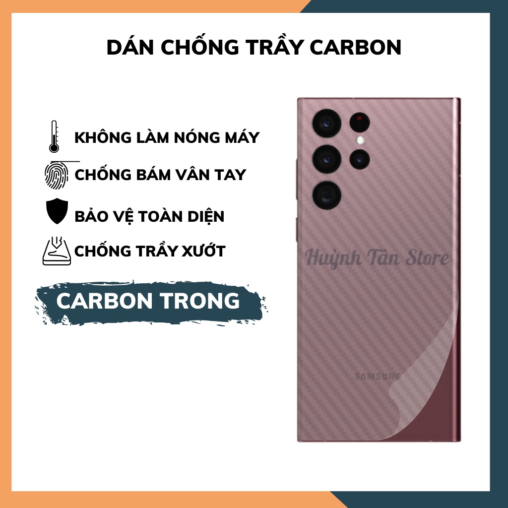 Miếng dán decal carbon mặt sau Samsung S22 Ultlra 5G chống trầy mặt lưng,chống bám vân tay