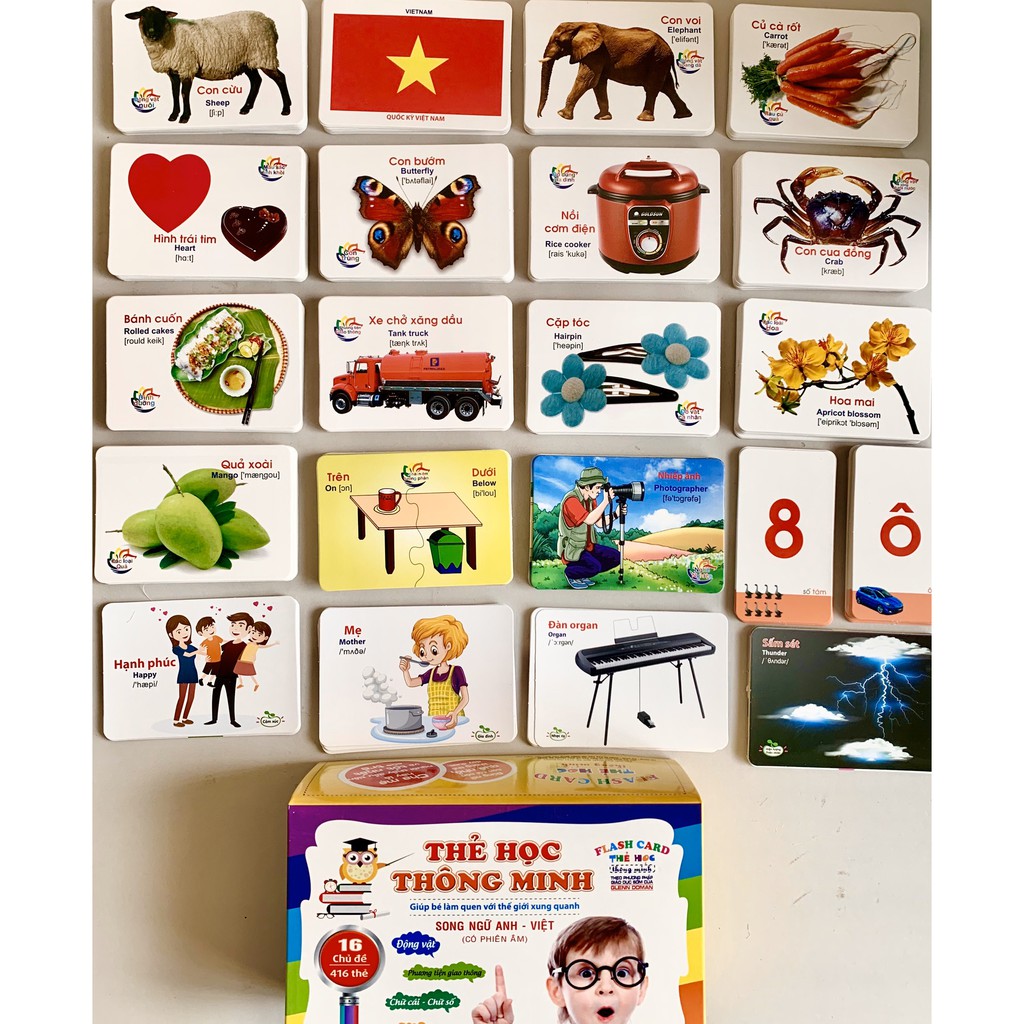 Flashcard🛴Thẻ Học Thông Minh Cho Bé🛴Flashcard 450 thẻ với 20 chủ đề về thế giới xung quanh cho bé