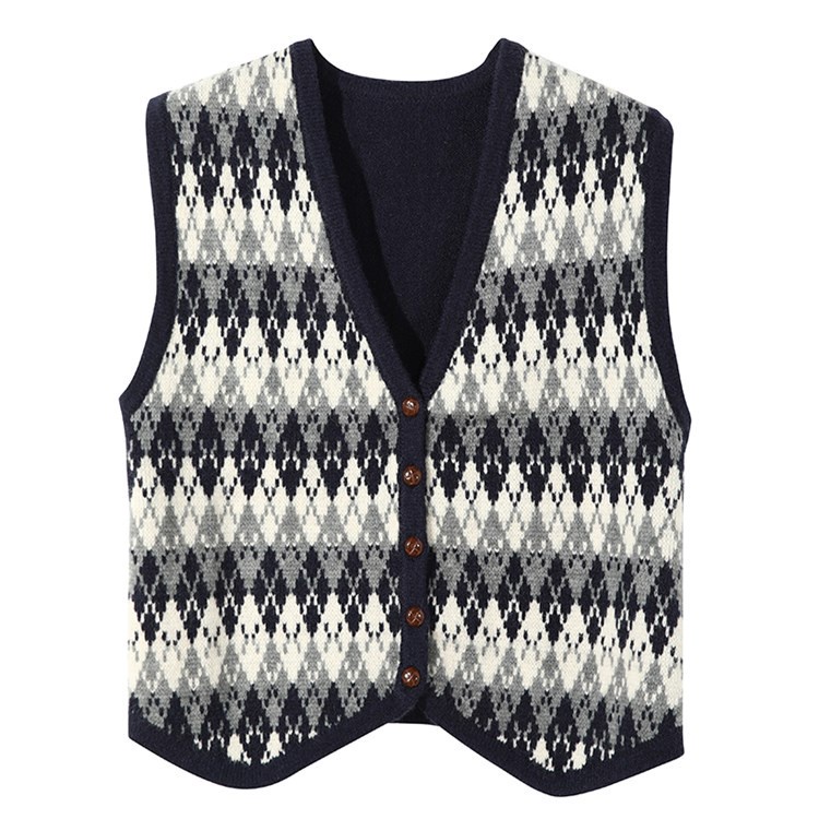 Áo len không tay cổ chữ v form rộng phong cách retro Hàn quốc