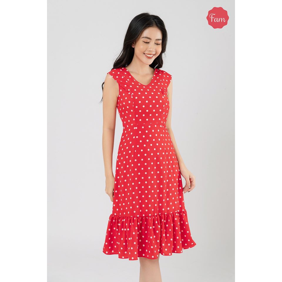Đầm Đuôi Cá Đỏ Chấm Bi-Thời Trang🔥[FREESHIP]🔥D2074.3