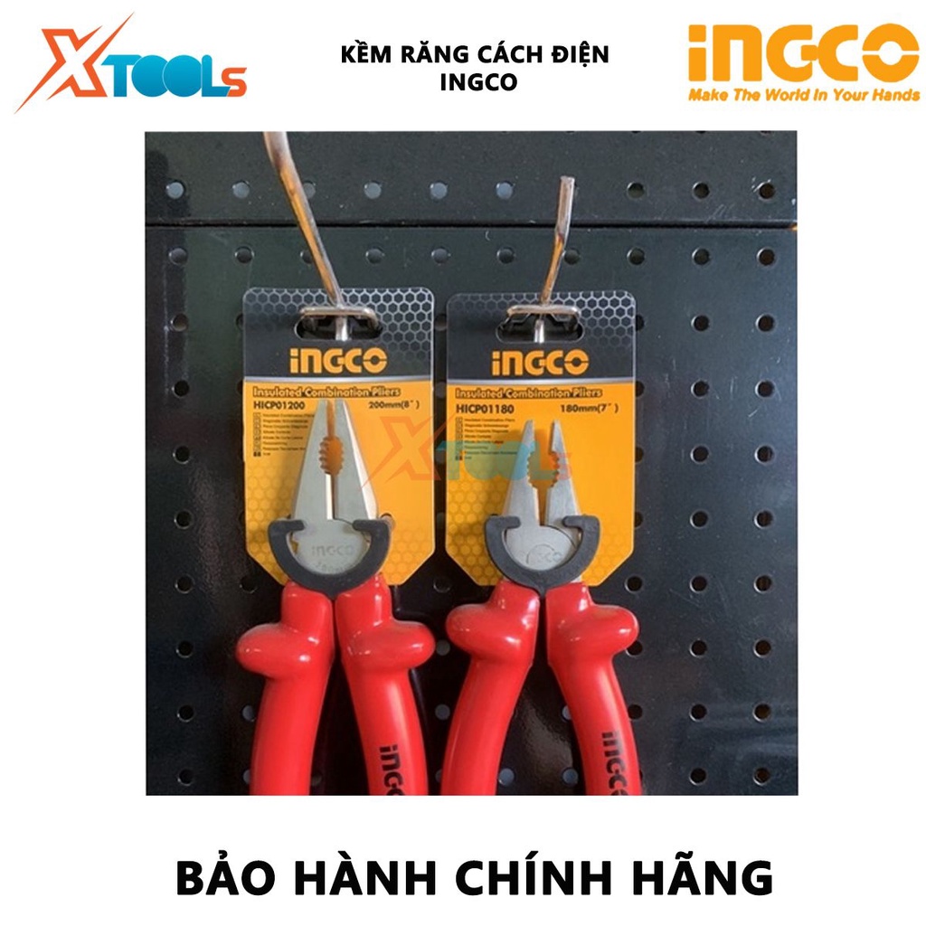 Kìm răng cách điện INGCO | kềm răng cách điện Kích thước 7 inch/180mm - 8 inch/200mm Tay cầm bọc nhựa chuyên dụng