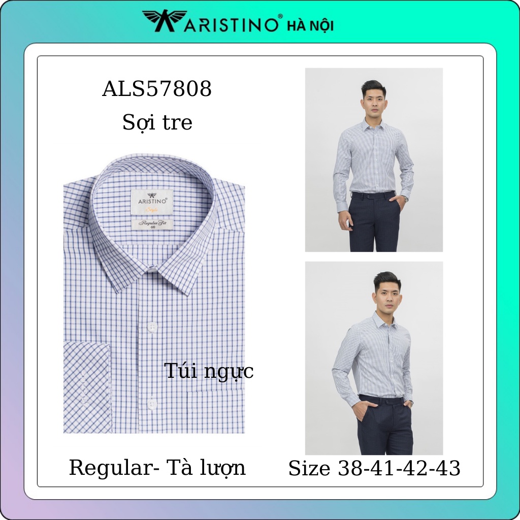 Áo sơ mi nam dài tay ARISTINO sợi tre from rộng ALS57808