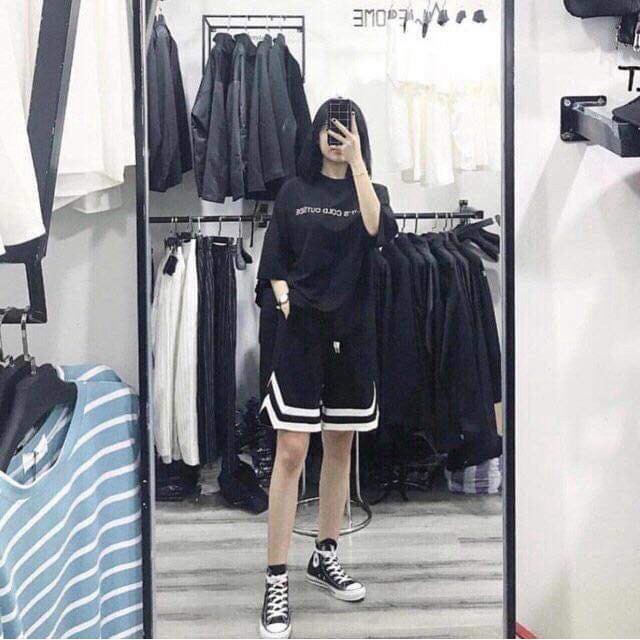 Quần short unisex bóng chày chữ V nam nữ đẹp