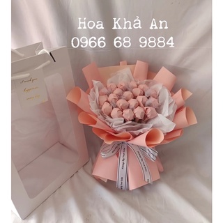 [Tặng túi, thiệp] Bó hoa kẹo cực xinh, tặng kèm túi xịn + thiệp Hàn. Ship hoả tốc HN