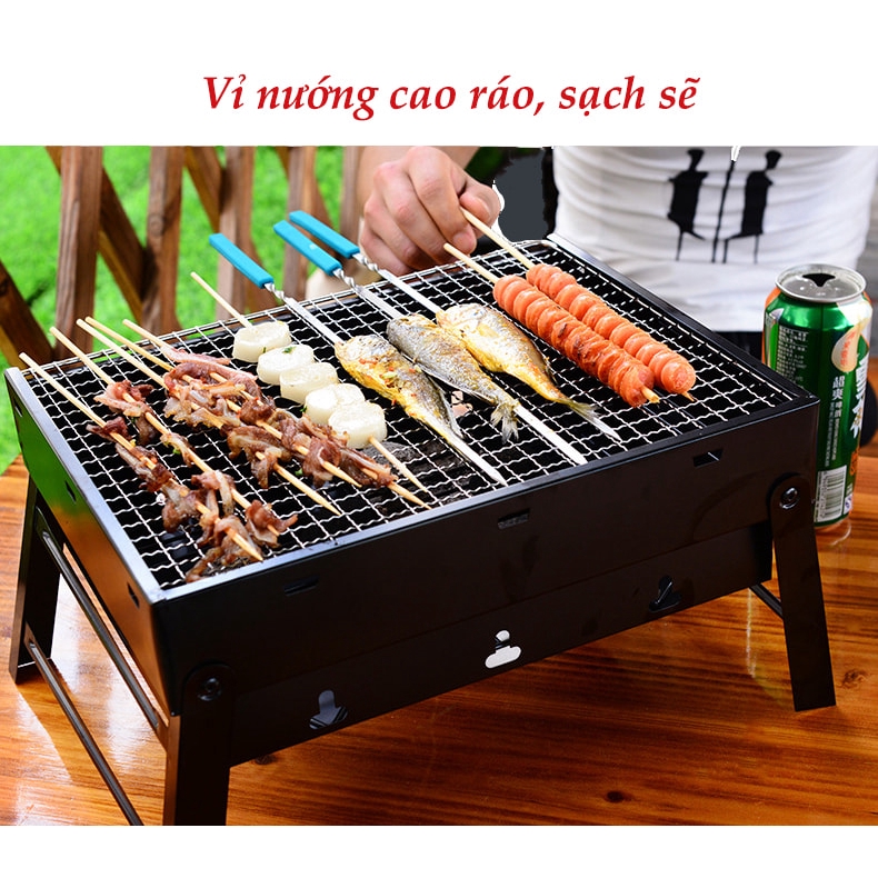 Bếp Nướng Than Hoa Ngoài Trời Màu Đen Bằng Thép Sơn Tĩnh Điện | BigBuy360 - bigbuy360.vn