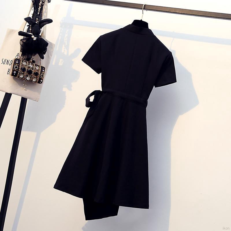 Women Slim Waist Irregular Short-sleeved Casual Dresses