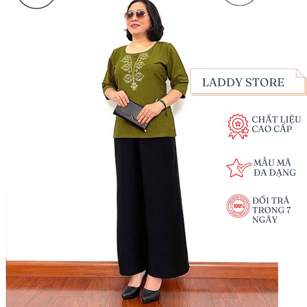 Thời Trang Trung Niên Bộ Đũi Tay Lỡ Cao Cấp Chất Vải Loại 1 Siêu Mềm, Siêu Mát - Laddy Store
