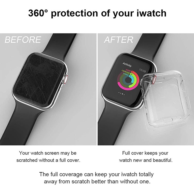 Ốp Điện Thoại TPU Trong Suốt Cho Apple Watch 7 SE 6 5 4 3 2 1 7 6 / 5 / 4 / 3 / 2 / 1 / SE 38mm 40mm 42mm 44mm 41mm 45mm