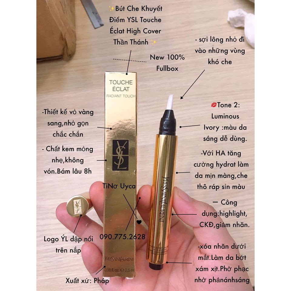 Bút Che Khuyết Điểm YSL Touche Éclat High Cover Thần Thánh Teser